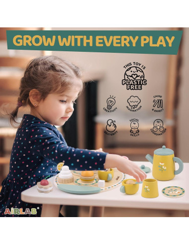 Juego de té de madera Airlab para niños 3 a 5 años