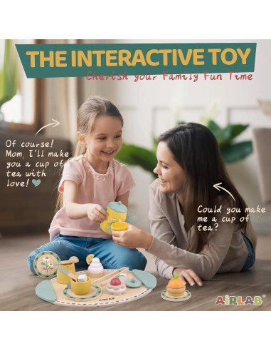 Juego de té de madera Airlab para niños 3 a 5 años