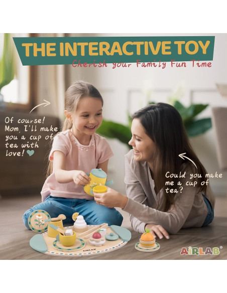 Juego de té de madera Airlab para niños 3 a 5 años