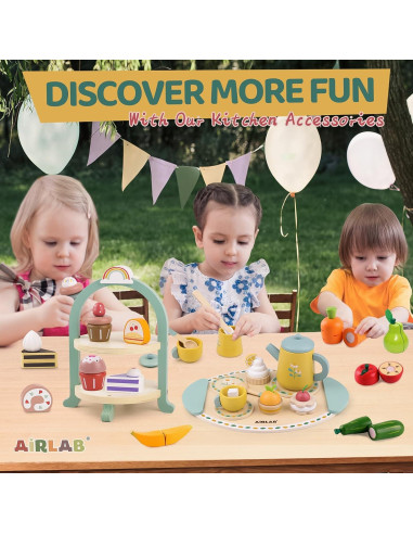 Juego de té de madera Airlab para niños 3 a 5 años
