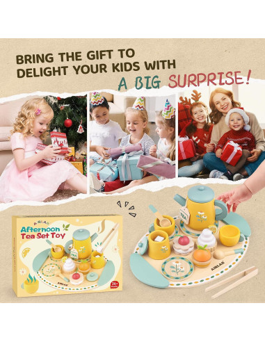 Juego de té de madera Airlab para niños 3 a 5 años