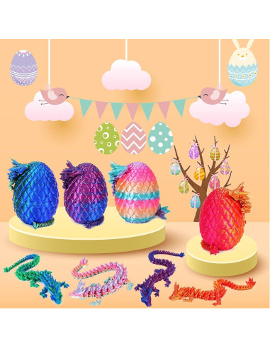 4 Huevos de Dragón Impresos en 3D Ivrmtal Coloridos