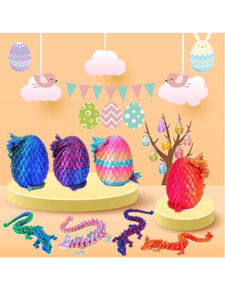 4 Huevos de Dragón Impresos en 3D Ivrmtal Coloridos