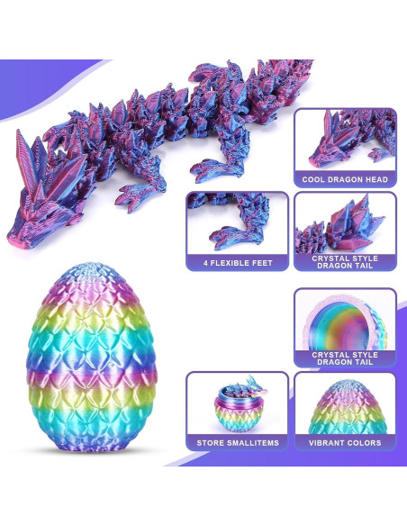 4 Huevos de Dragón Impresos en 3D Ivrmtal Coloridos