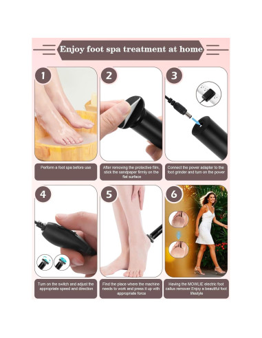 Removedor de Callos Eléctrico MOWLIE con 60 Discos de Lija