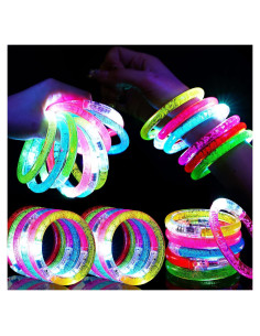 24 Piezas Pulseras LED Brillantes para Fiestas Mikulala