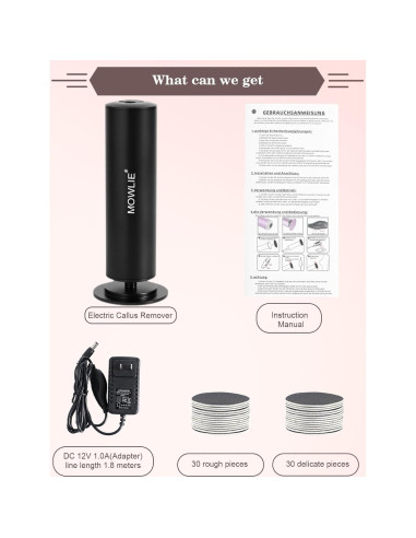Removedor de Callos Eléctrico MOWLIE con 60 Discos de Lija