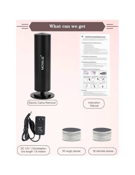 Removedor de Callos Eléctrico MOWLIE con 60 Discos de Lija