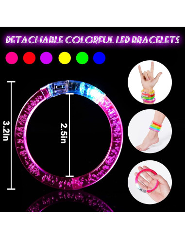 24 Piezas Pulseras LED Brillantes para Fiestas Mikulala