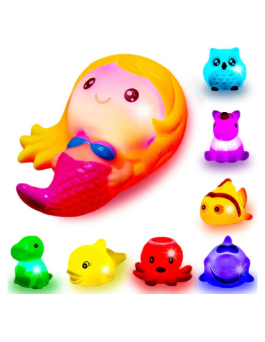 Juguetes de baño iluminados HLXY - 8 animales coloridos