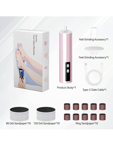 Removedor de Callos Eléctrico Oro Rosa con 9 Velocidades