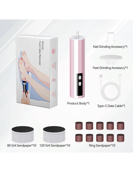 Removedor de Callos Eléctrico Oro Rosa con 9 Velocidades