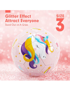 Balón de Fútbol Tamaño 3 Hahaland Rosa para Niños con Bomba 2