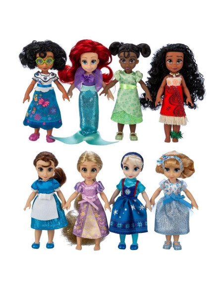 Juego de Muñecas Mini Princesas Disney - 8 Figuras Poseables