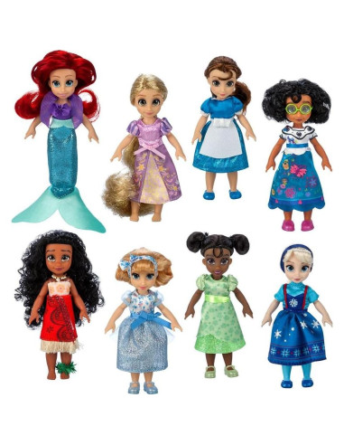 Juego de Muñecas Mini Princesas Disney - 8 Figuras Poseables