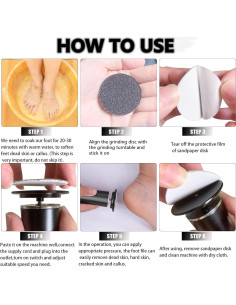 Lijadora de pies eléctrica LVSENLIN con 60 discos de lija 2