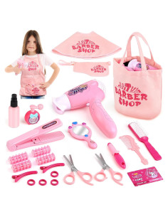 Set de Juguetes de Salón de Belleza Sanlebi 25 Piezas Rosa