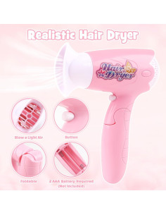 Set de Juguetes de Salón de Belleza Sanlebi 25 Piezas Rosa 2