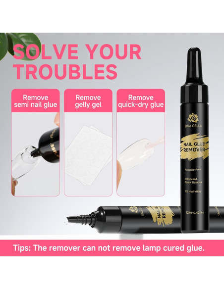 Removedor de Pegamento para Uñas UNA GELLA 12ml x2 - Sin Acetona