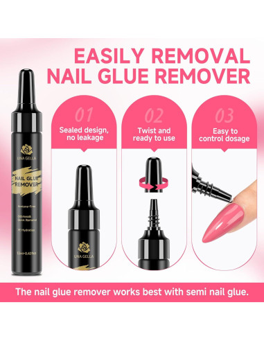 Removedor de Pegamento para Uñas UNA GELLA 12ml x2 - Sin Acetona