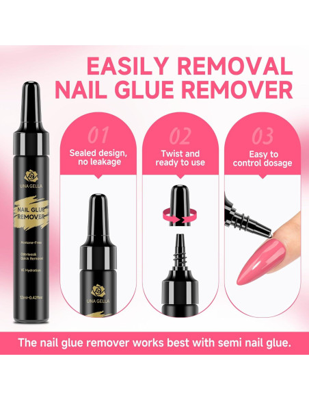 Removedor de Pegamento para Uñas UNA GELLA 12ml x2 - Sin Acetona