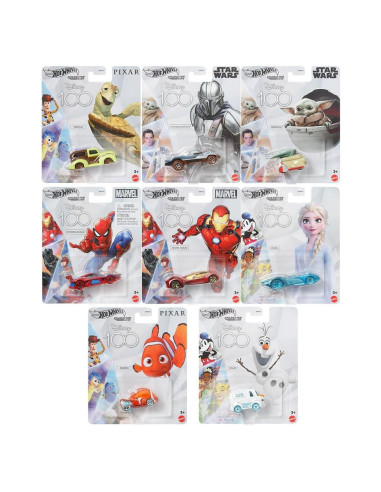 Hot Wheels Coches Disney Edición Especial 100 Años - 8 Vehículos