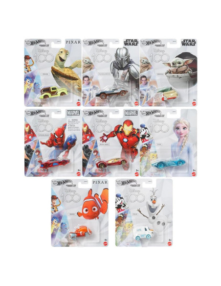 Hot Wheels Coches Disney Edición Especial 100 Años - 8 Vehículos