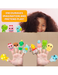 Set de 10 Títeres de Dedo Kiddie Play Animales Coloridos 2