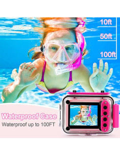 Cámara Submarina Impermeable GKTZ para Niños 20MP 1080P Rosa 2