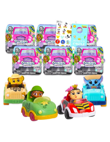 Vehículos Disney Doorables Wheelies Paquete de 6 Mini Figuras