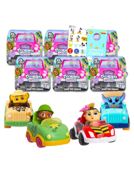 Vehículos Disney Doorables Wheelies Paquete de 6 Mini Figuras