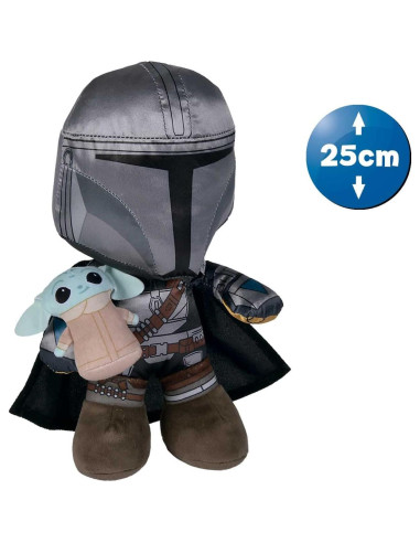 Peluche Mandaloriano con Baby Yoda Simba 25cm Oficial