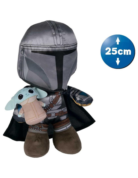 Peluche Mandaloriano con Baby Yoda Simba 25cm Oficial