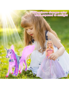 Muñeca Princesa y Unicornio Cambiador de Color 30 cm 2