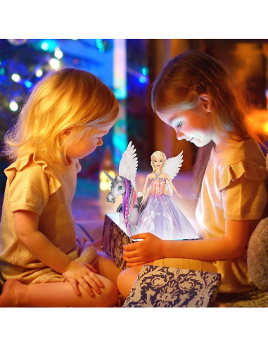 Muñeca Princesa y Unicornio Cambiador de Color 30 cm