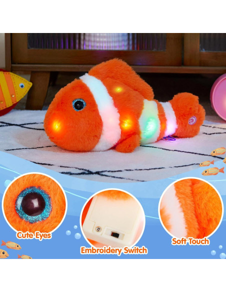 Pez de Peluche LED Guardias Brillantes 30 cm Brilla en la Oscuridad