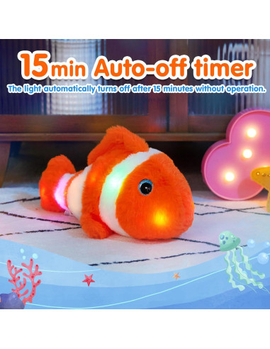 Pez de Peluche LED Guardias Brillantes 30 cm Brilla en la Oscuridad