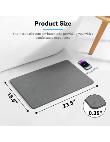 Alfombra de Baño Antideslizante Realion 60x39 cm Diatomita Gris