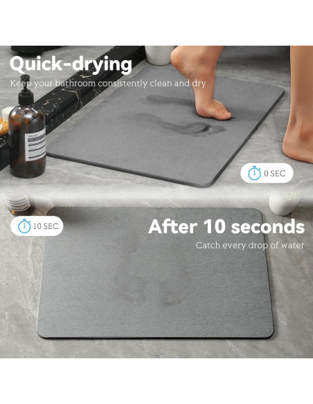 Alfombra de Baño Antideslizante Realion 60x39 cm Diatomita Gris