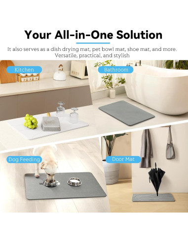 Alfombra de Baño Antideslizante Realion 60x39 cm Diatomita Gris