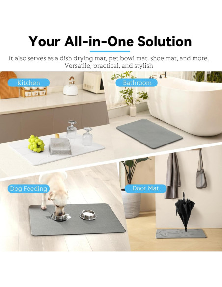 Alfombra de Baño Antideslizante Realion 60x39 cm Diatomita Gris