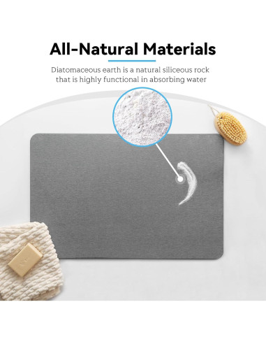 Alfombra de Baño Antideslizante Realion 60x39 cm Diatomita Gris