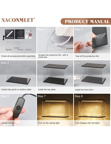 Caja de Exhibición Acrílica Iluminada Naconmlet 30x25x30cm para LEGO Winnie The Pooh