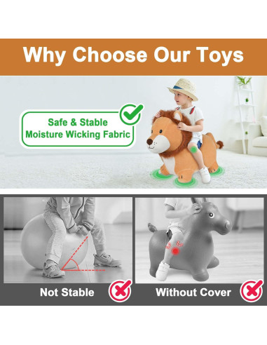 Saltarín Inflable León iPlay, Juguete para Niños 2-5 Años