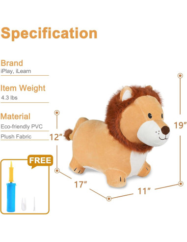 Saltarín Inflable León iPlay, Juguete para Niños 2-5 Años