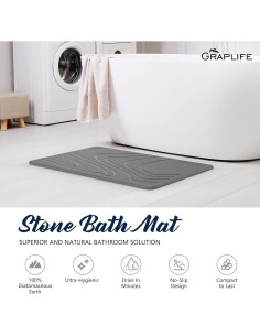 Alfombra de Baño Graplife de Diatomita 60x39 Gris Oscuro 2