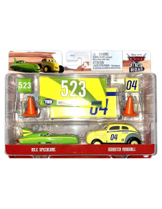 Paquete de 2 Disney Cars Mattel con Banderas y Señales