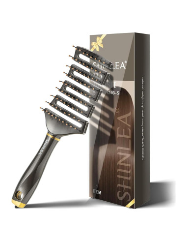 Cepillo Desenredante Curvado SHINLEA para Cabello Rizado 25.5cm