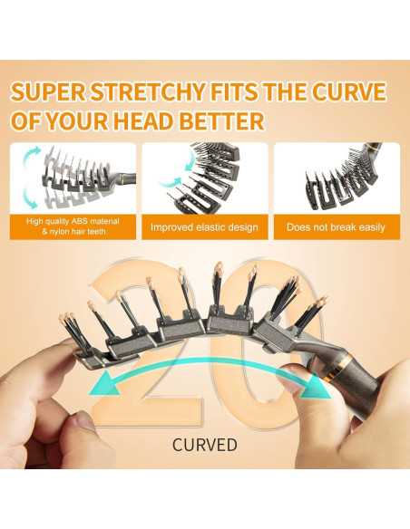 Cepillo Desenredante Curvado SHINLEA para Cabello Rizado 25.5cm