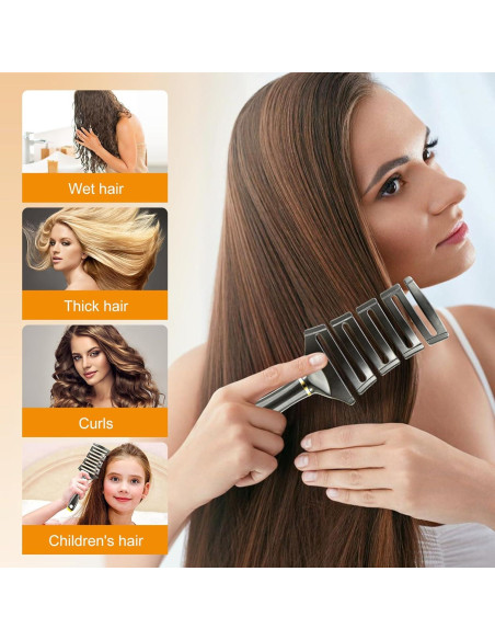Cepillo Desenredante Curvado SHINLEA para Cabello Rizado 25.5cm
